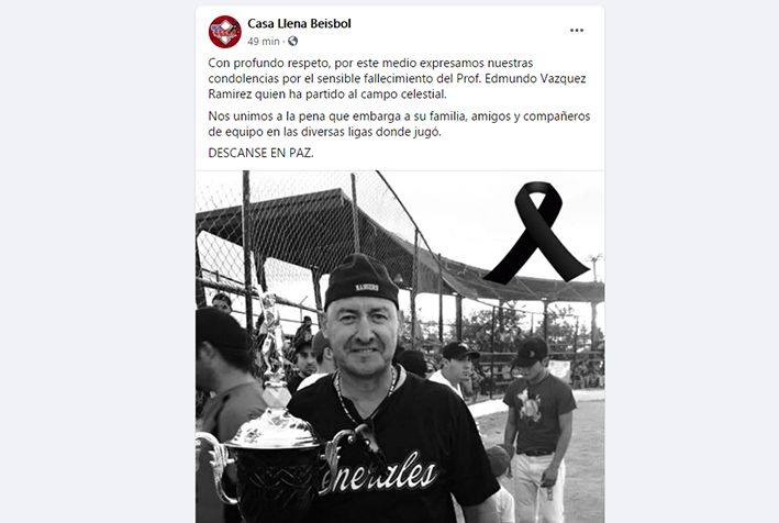 Consterna muerte del Profr. Edmundo Vázquez Ramírez